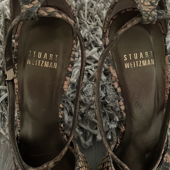 Stuart Weizmann Snake Print Leather Platform Heels Size 6M - Picture 3 of 6